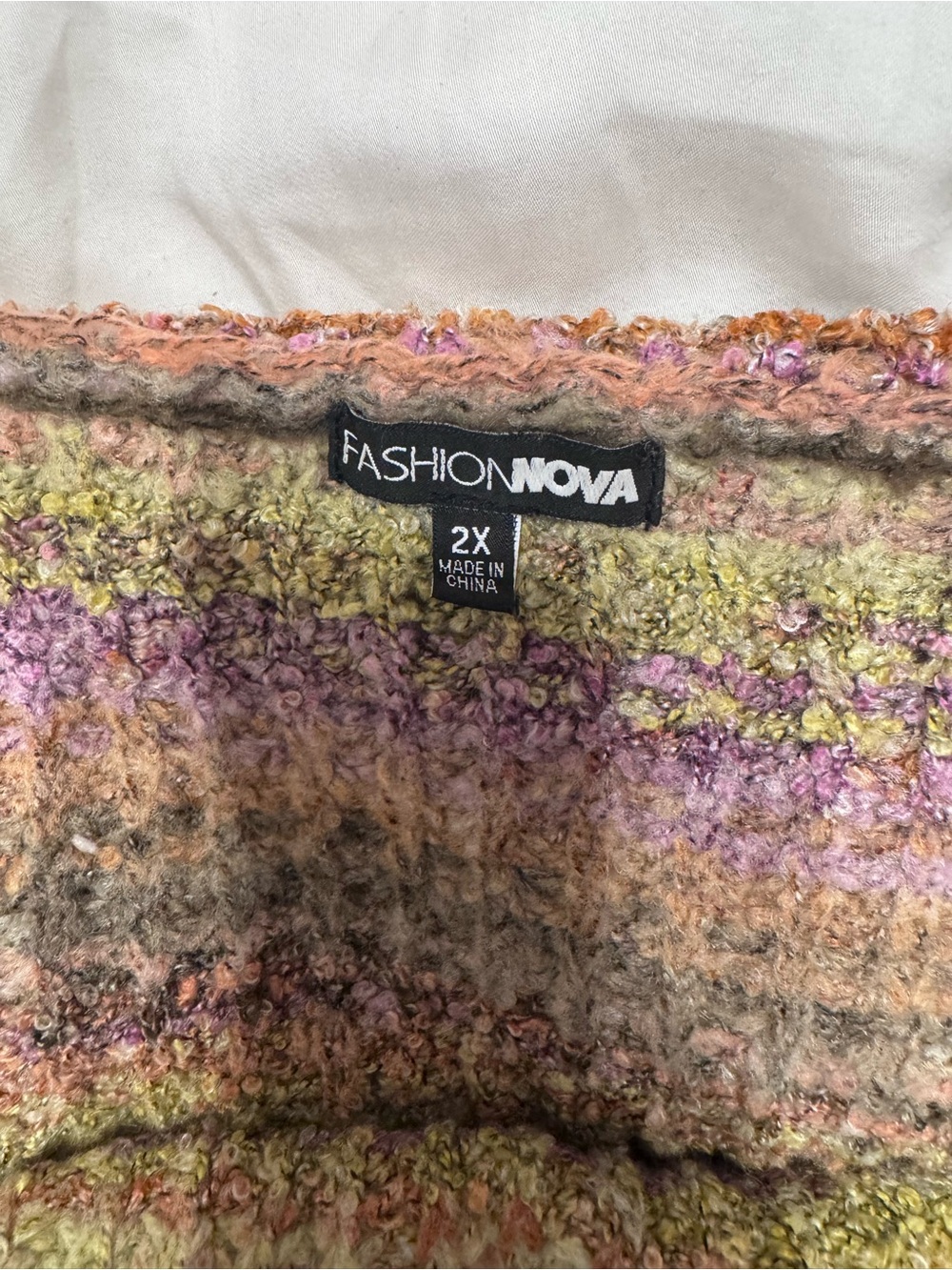 Fashion Nova Multicolor Bouclé crop Knit Sweater - Pink, Olive, Tan, Cream